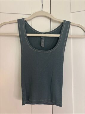 SKIMS Ribbed Scoop Tank Top - Slate Blue Green